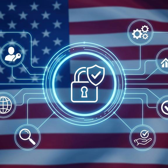 Symbolgrafik: Datenschutz und Datentransfers in den USA