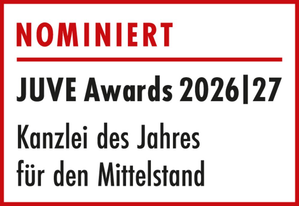 nominiert JUVE Awards 2026|27 Kanzlei des Jahres für den Mittelstand